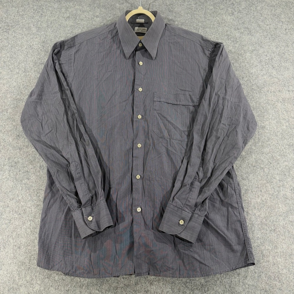 Lorenzo Uomo Mens Charcoal Grey Micro Stripe Cotton Button Down Shirt Italy